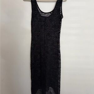 Black Sleeveless Lace Overlay Dress